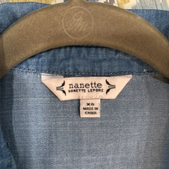 Nanette Lepore Tie Waist Chambray Shirtdress XS - Picture 4 of 5
